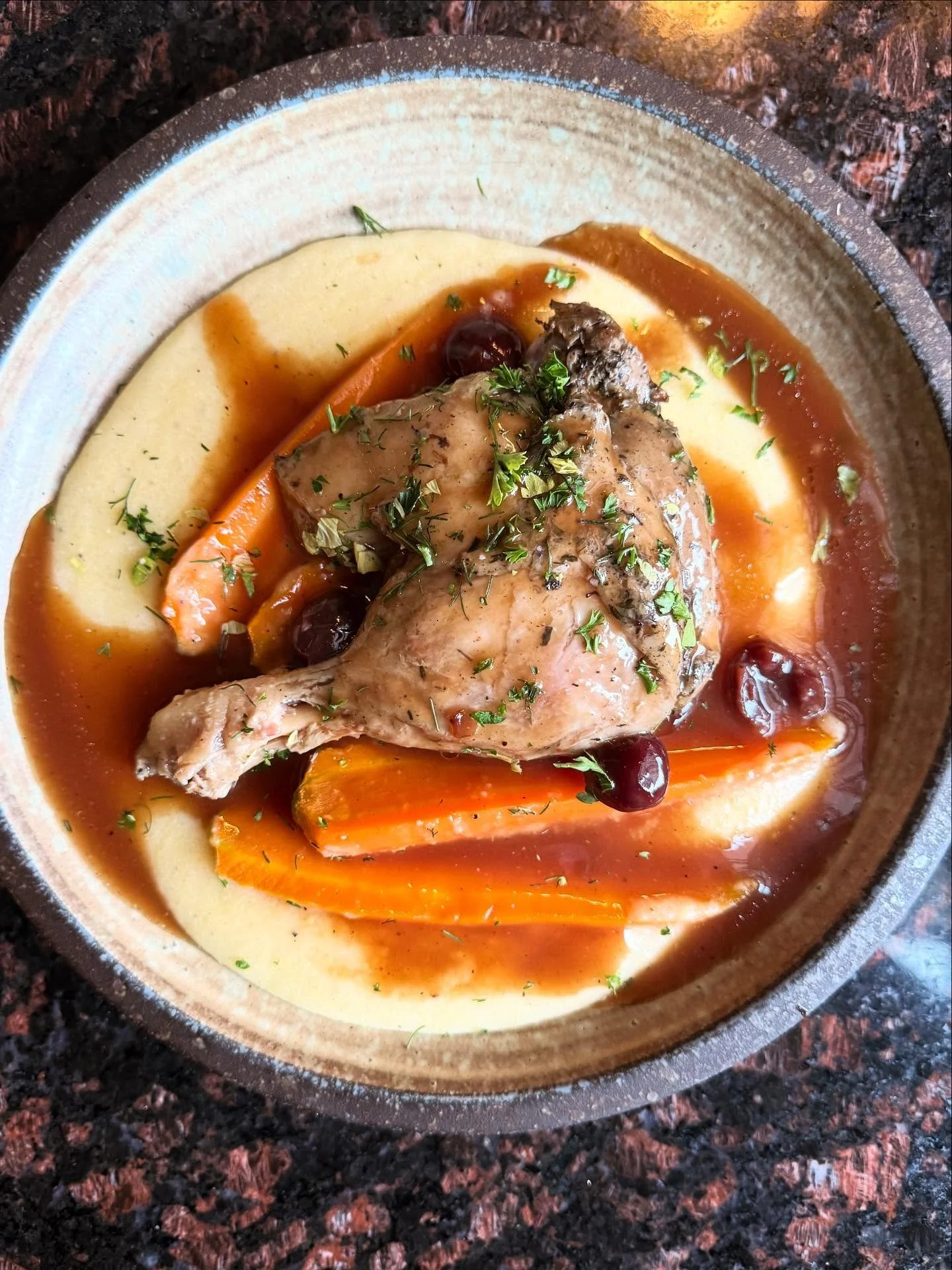 Yes, it is this time of year&hellip;
#duck 
#polenta 
#cherry 
#mainefall