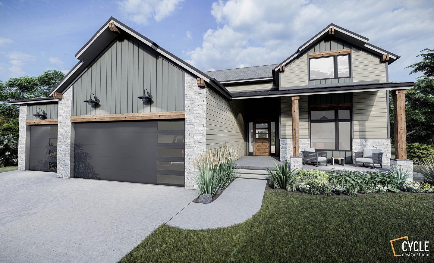 Got an existing plan that needs a facelift? Collaborating with @synergy_homes_ia , we were able convert their 'Modern Farmhouse' exterior elevation into a 'Colorado-Mountain' style without changing the floor plan!
Reach out to @synergy_homes_ia and a