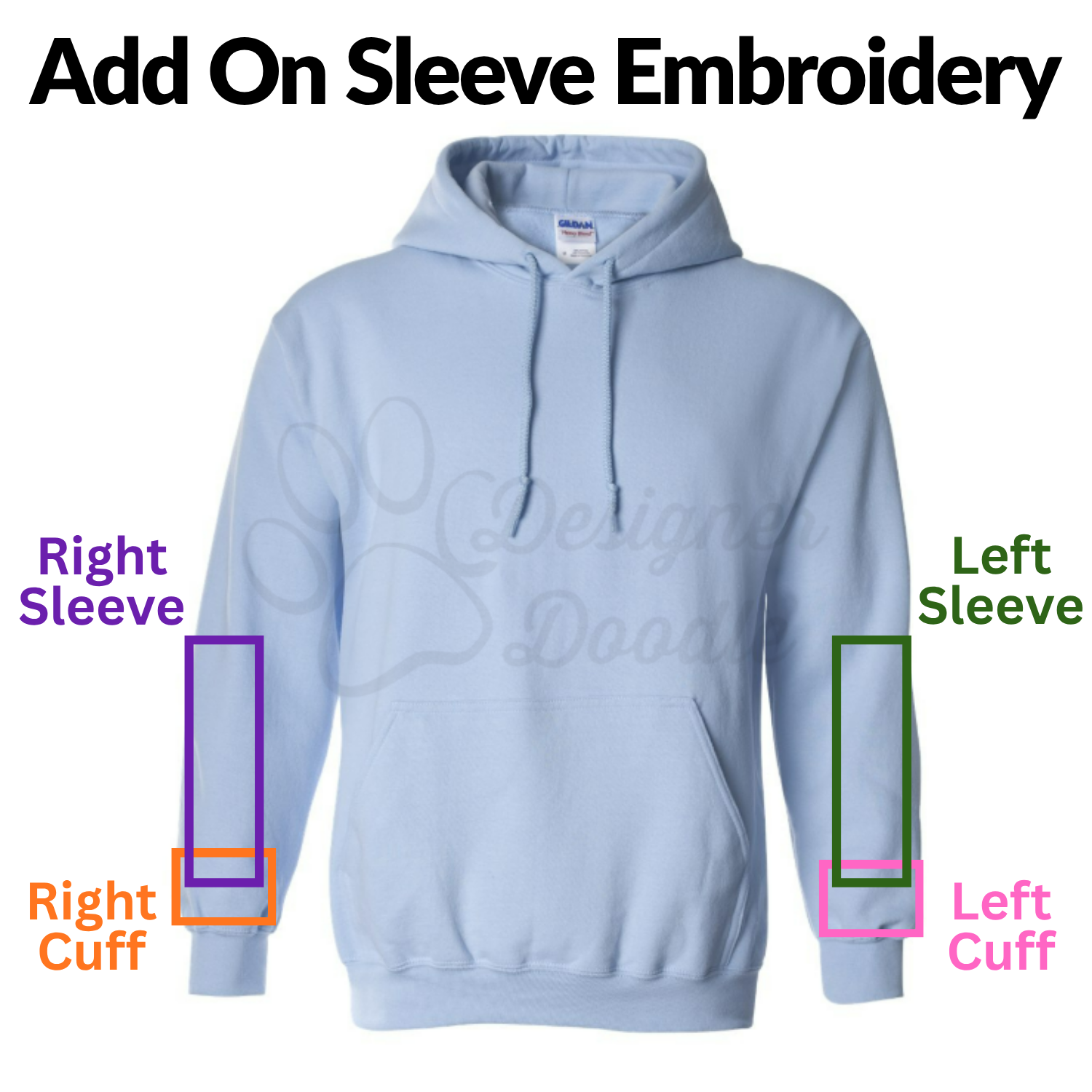 Add On Sleeve Embroidery To Hoodie or Crewneck