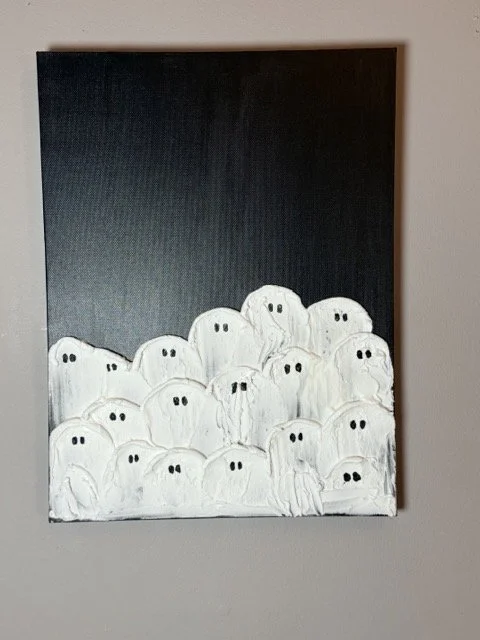 Ghost spackle painting on canvas 12x16