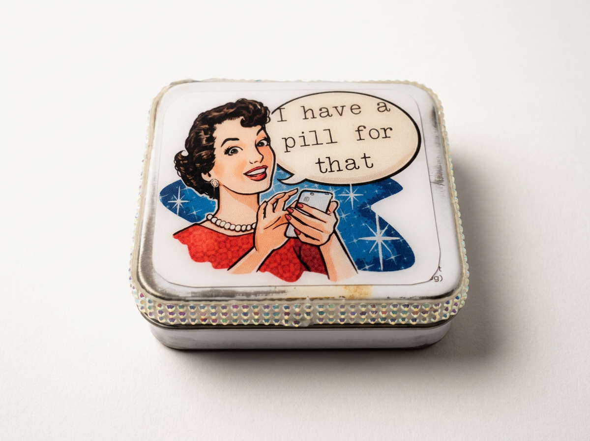 Trinket / Pill box - recycled tin - snarky - I have a pill for that - bling