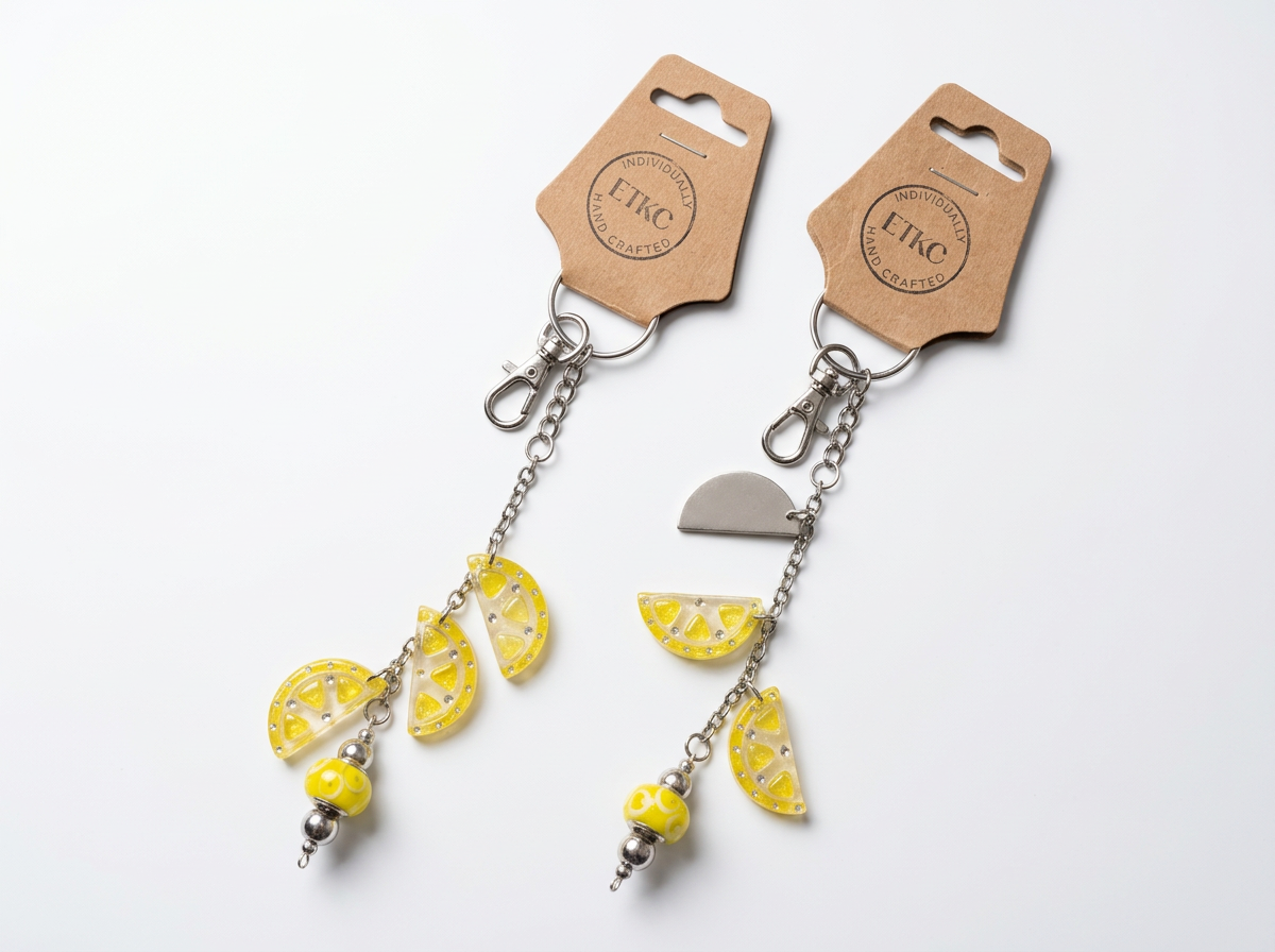 Purse charm from up-cycled jewelry - handmade recycled bag charm - one of a kind, lemons