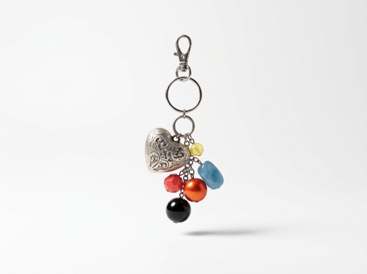Purse charm from up-cycled jewelry - handmade recycled bag charm - one of a kind, silver heart dangle