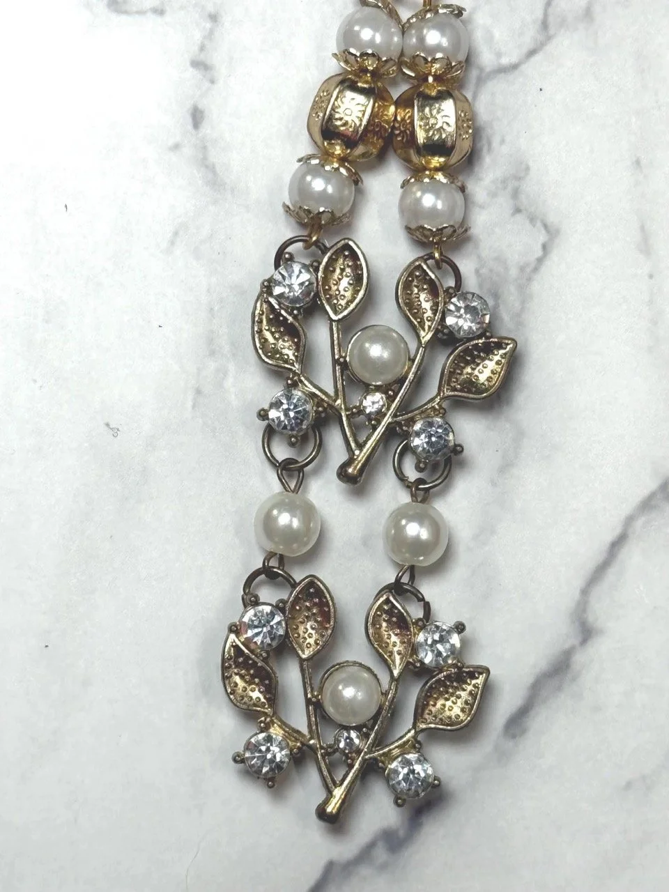 Purse charm from up-cycled jewelry - handmade recycled bag charm - one of a kind, pearl and gold