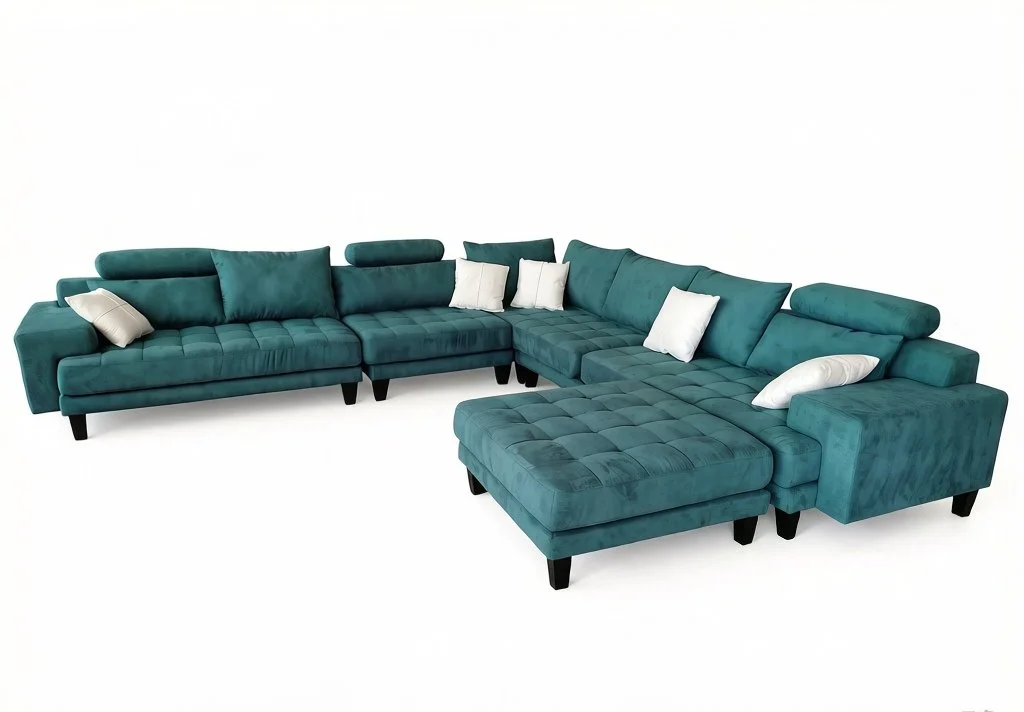 S150B 5PC. 2 tone Grey and Dark Grey Microfiber Sectional Fabric Sofa Set (custom made options available)