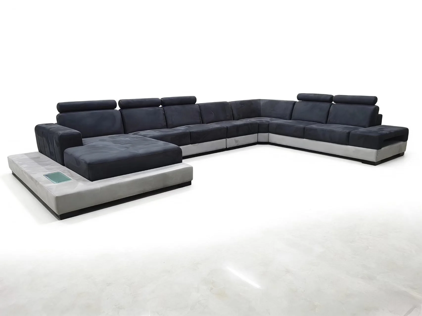 S1006M 5pc. U Shaped grey and dark grey finsih microfiber fabric sectional sofa set