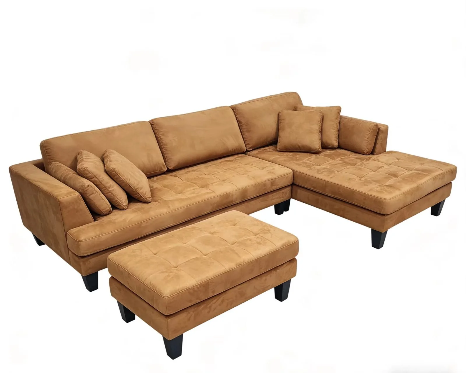 S168RTB 3pc Contemporary  Orange Brown Microfiber Fabric Sectional Couch Sofa