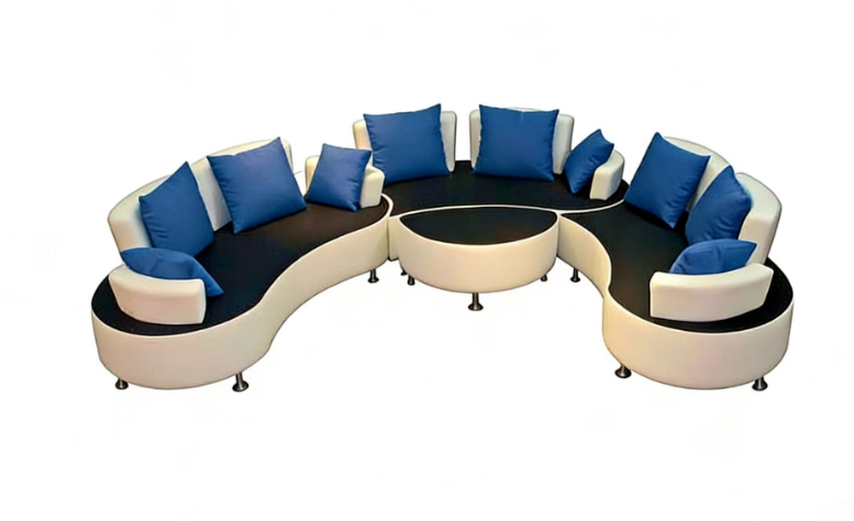 S555 4pc.  Adjustable Angles Semi Circular Round Leather Sectional Sofa Set