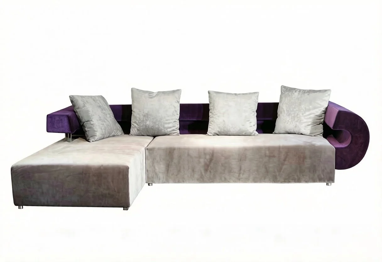 S3165M 2PC.  CURVED ROUND BACK L SHAPE SECTIONAL MICROFIBER FABRIC SOFA SET