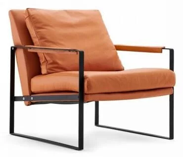 Y-009 Contemporary Leather and Metal Armchair
