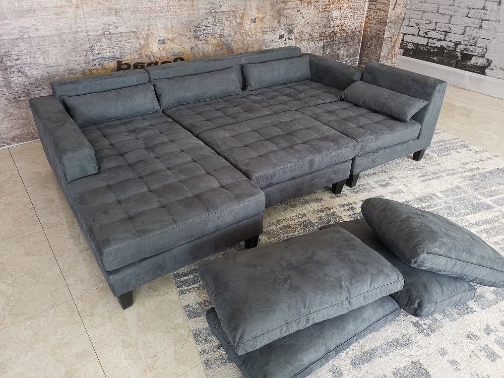 S6839LDG High Back Support Modern Dark Grey finish Microfiber Sectional  Sofa Couches Set — Stendmar