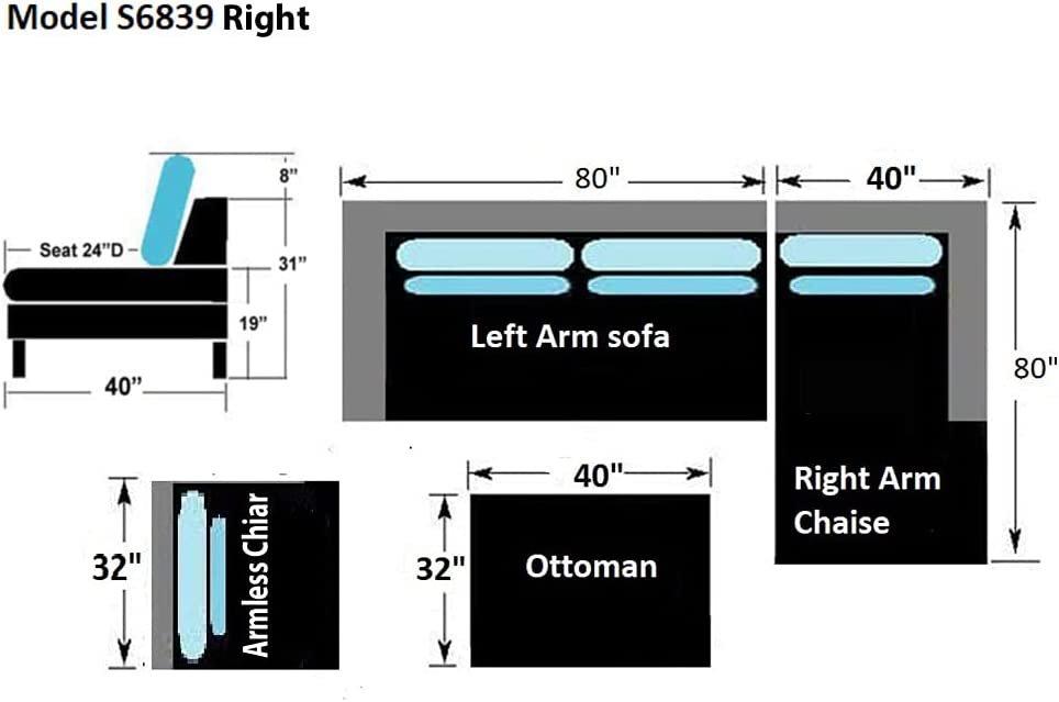 S6839LDG High Back Support Modern Dark Grey finish Microfiber Sectional Sofa  Couches Set — Stendmar
