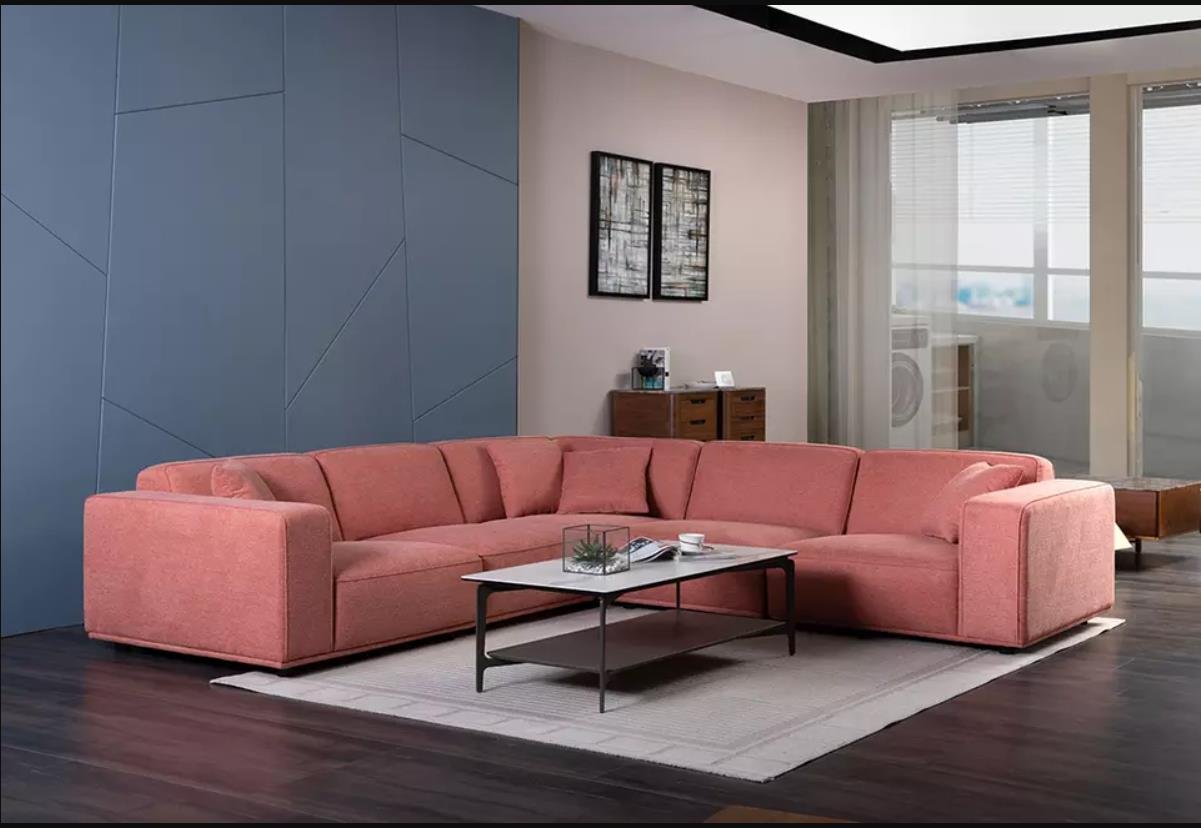 S8820 5pc 109x109 Inch Microfiber Fabric L Shape Modern Sectional Sofa Set Stendmar