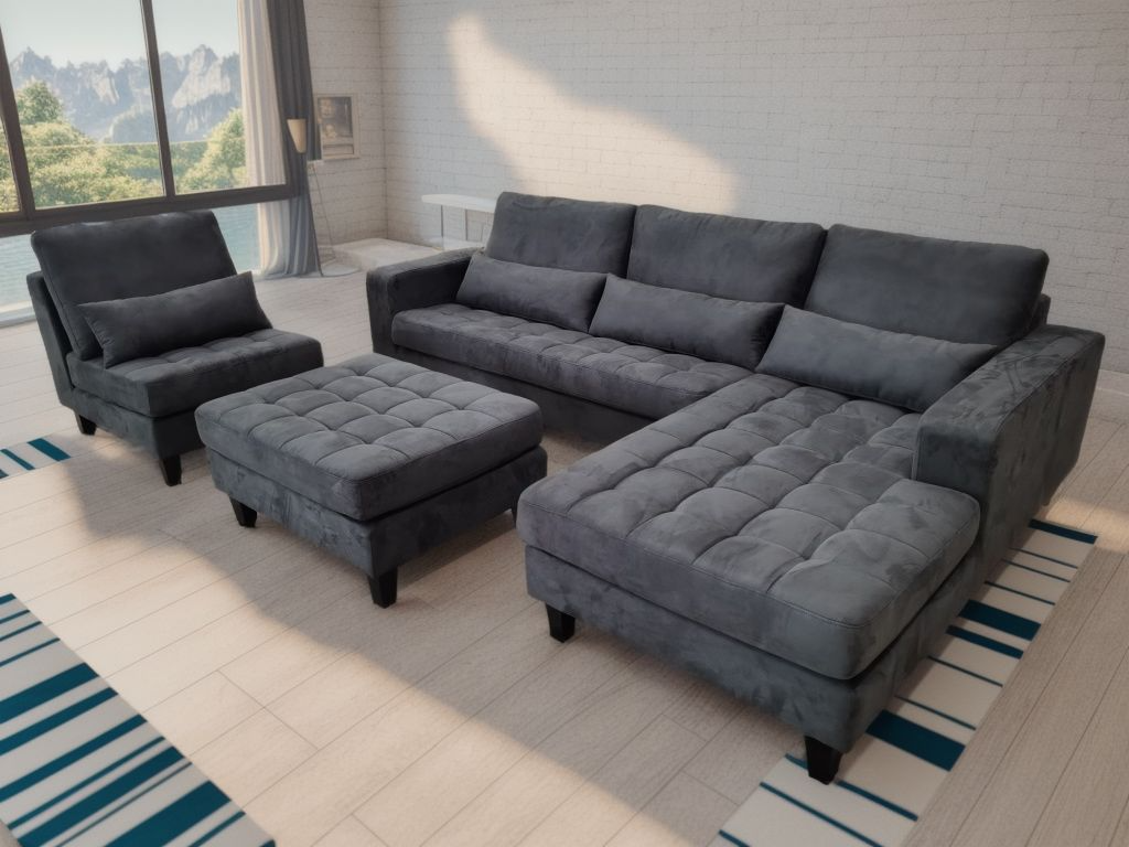 S8809 New Modern Oversized Deep Seating High Back Support Microfiber Fabric  Sectional Sofa — Stendmar