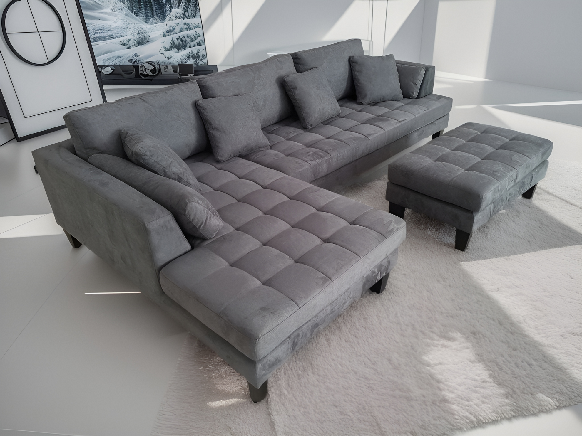 Contemporary Dark Grey Microfiber