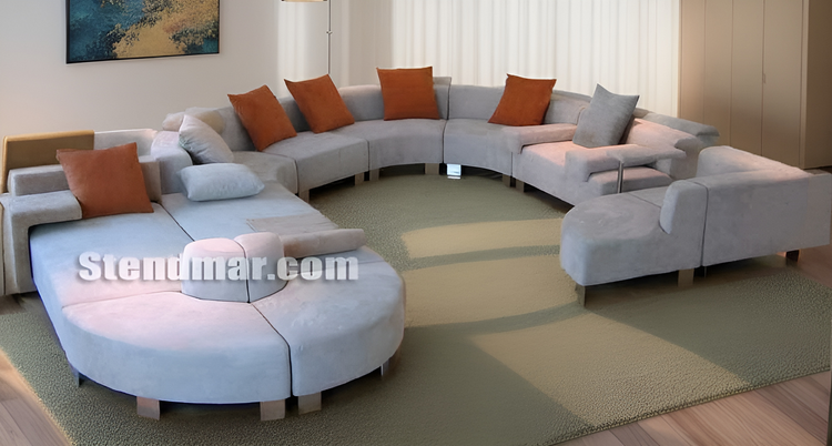 S8809 New Modern Oversized Deep Seating High Back Support Microfiber Fabric  Sectional Sofa — Stendmar