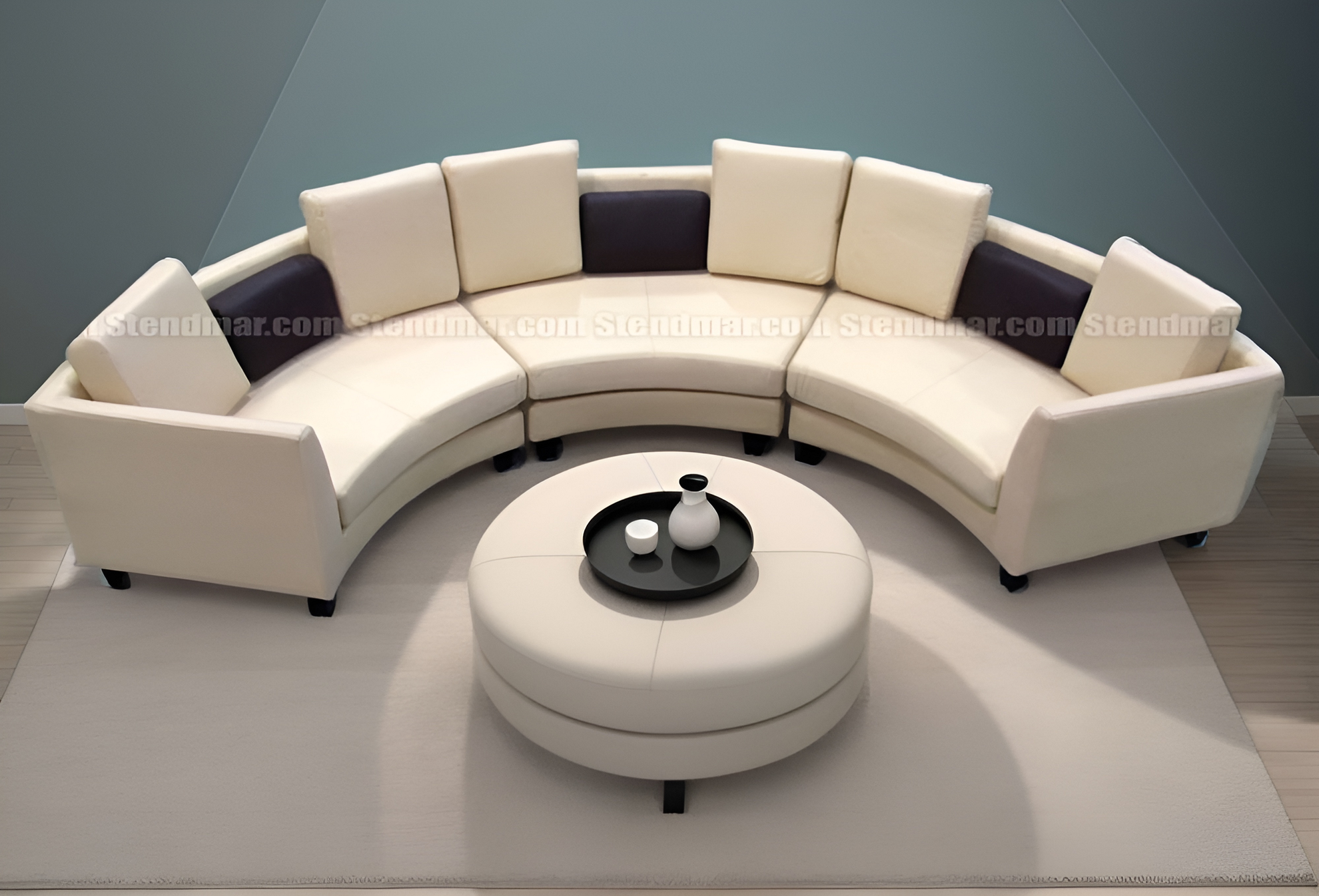 Semi Circular Round Leather Sofa Set