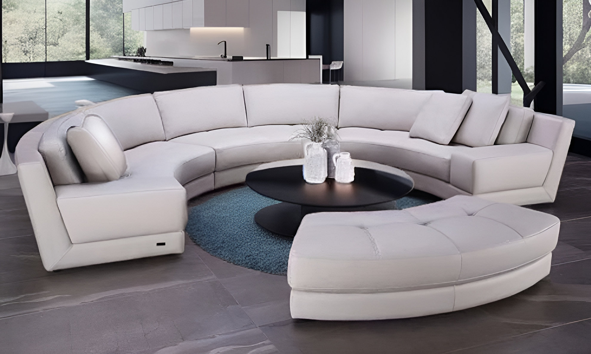 Semi Circular Round Sectional Sofa Set