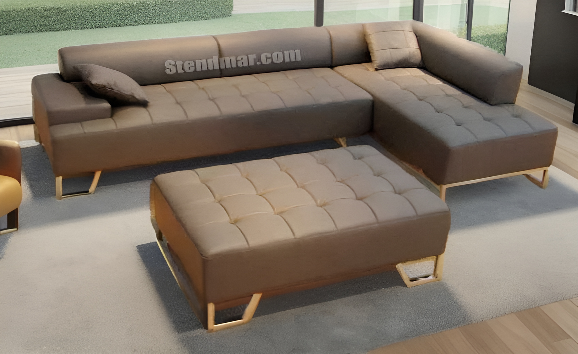 S1501 2pc. L shape Sectional Leather Sofa Set