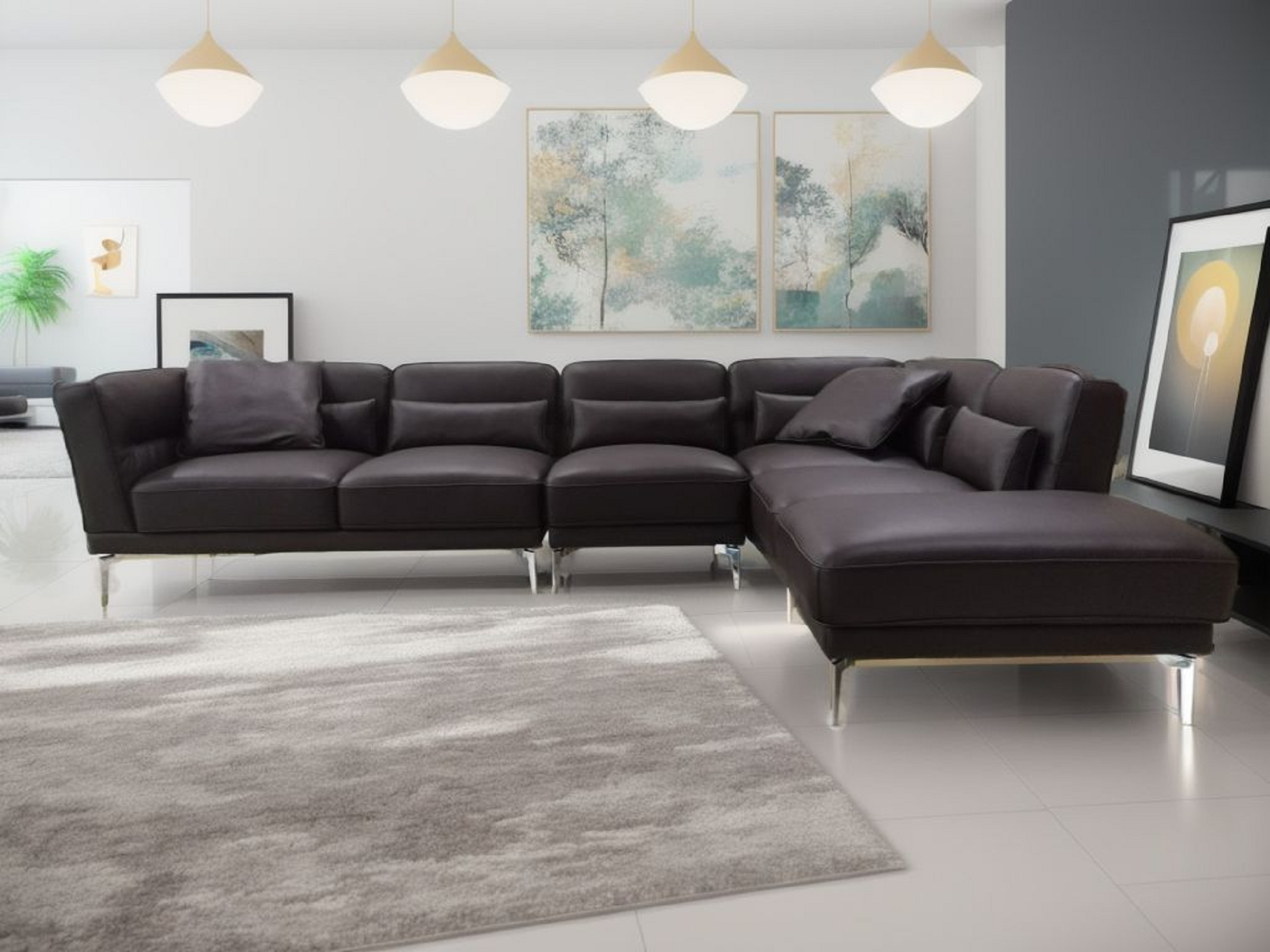 S167BL 3-Piece Modern Leather Sectional Sofa Set