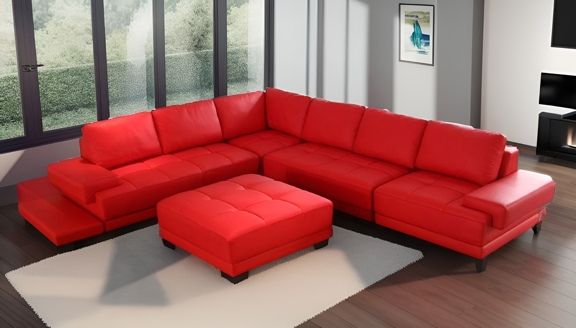 S1035 6pc Sectional Leather Sofa Set With Side Table Stendmar
