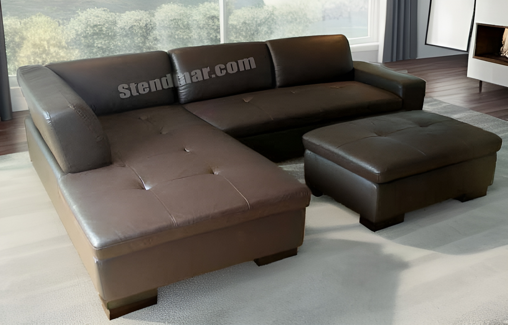 S683 3pc. Sofa Chaise Ottoman Leather Sectional Sofa