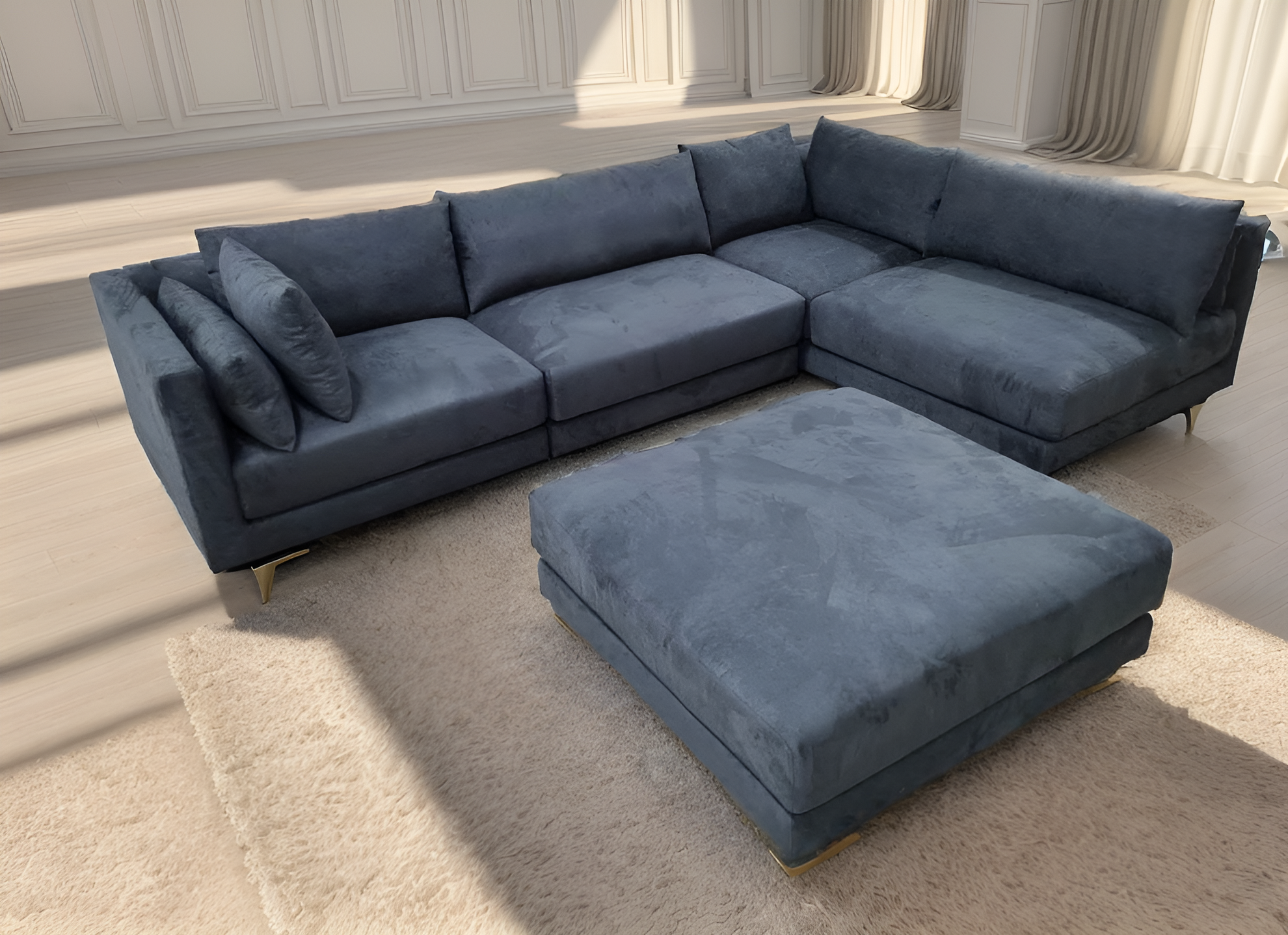 S6575C 5pc. Multi set up modular Contemporary Grey Microfiber Fabric Sectional Couch Sofa