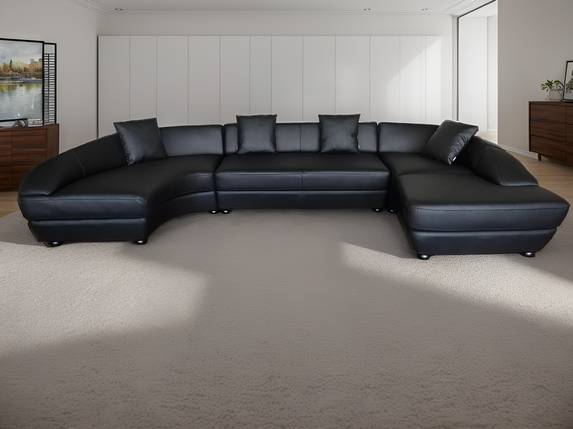 Leather Sectional Sofa Set