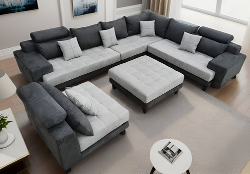 S6839LDG High Back Support Modern Dark Grey finish Microfiber Sectional  Sofa Couches Set — Stendmar