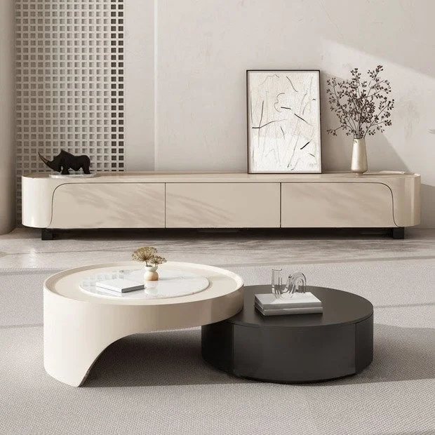 BS-3141B MODERN MAN-MADE MARBLE TILE, MDF WOOD TV STAND AND  COFFEE TABLE