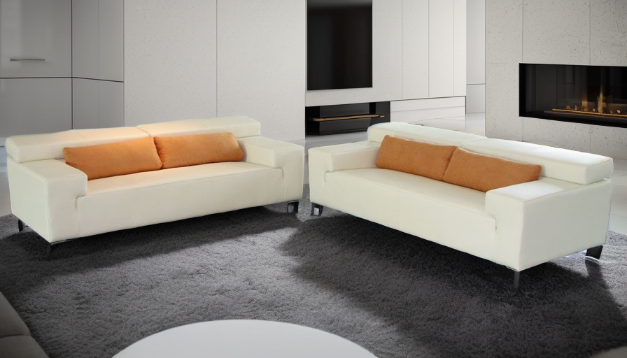 S205E  2pc.  Sofa and Lovseat Adjustable Headrest Leather Sofa