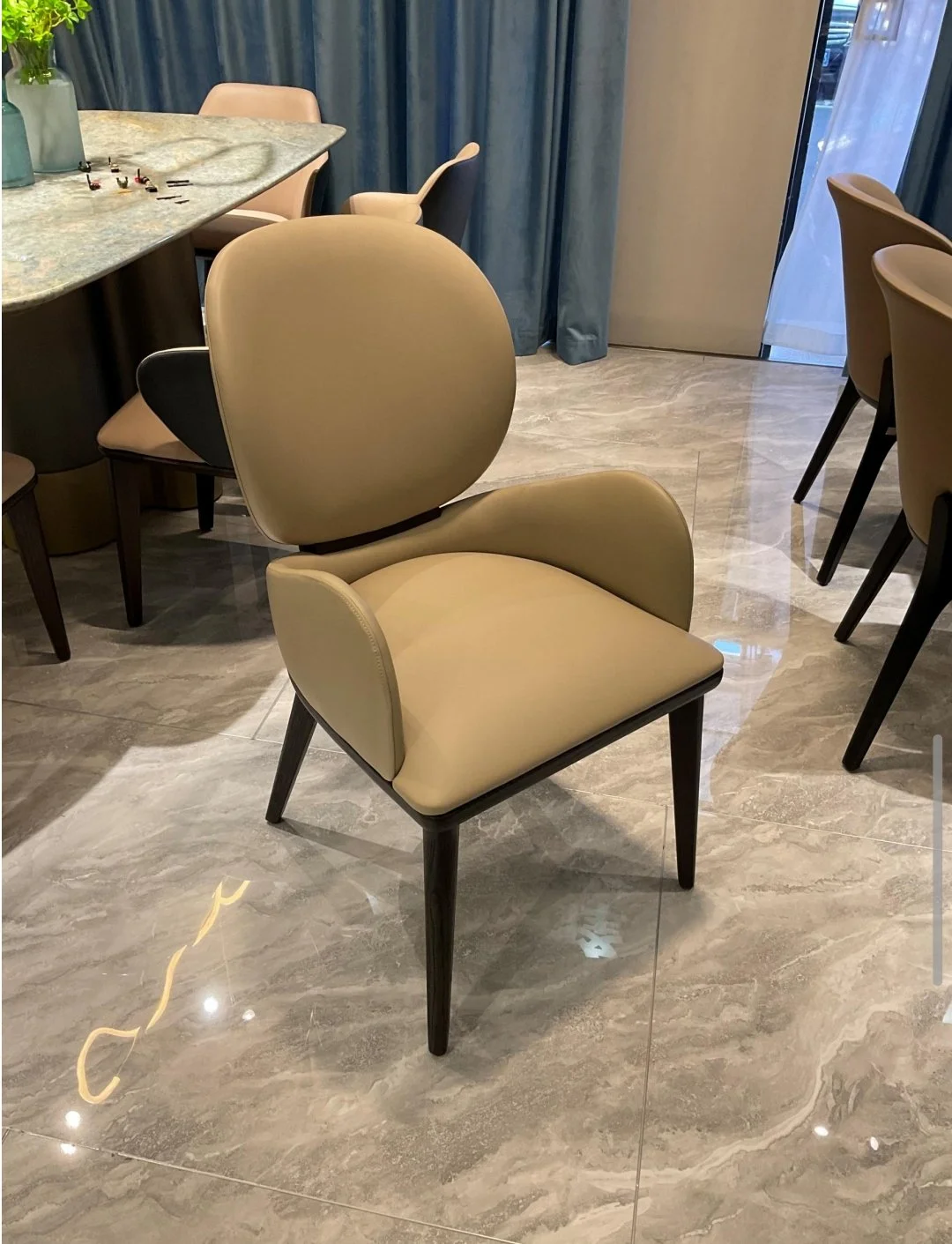 C535 FAUX LEATHER AND SOLID WOOD LEG DINING CHAIRS (SET OF 2)