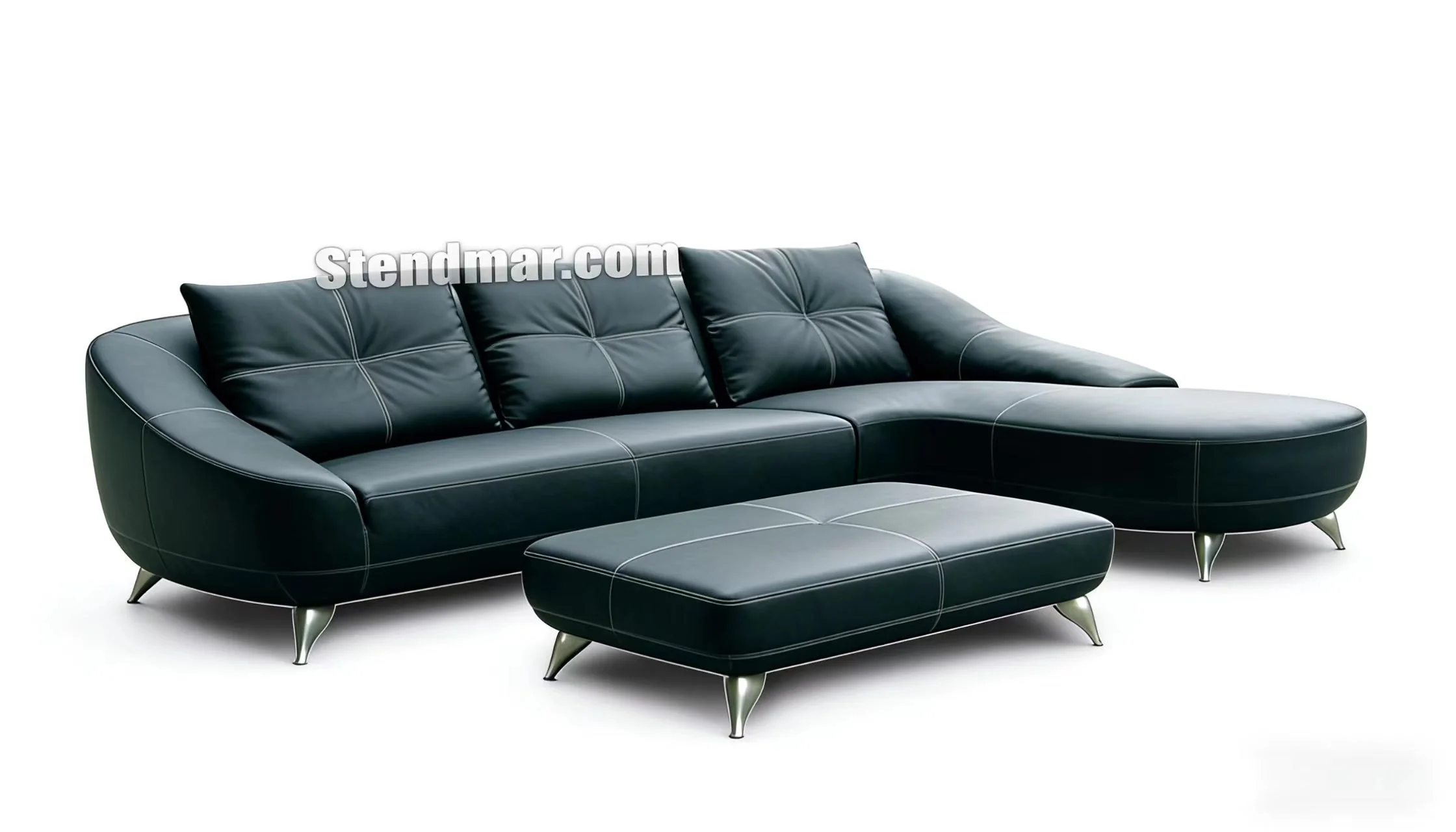 S281 3PC Black Leather Sectional Sofa Sets .