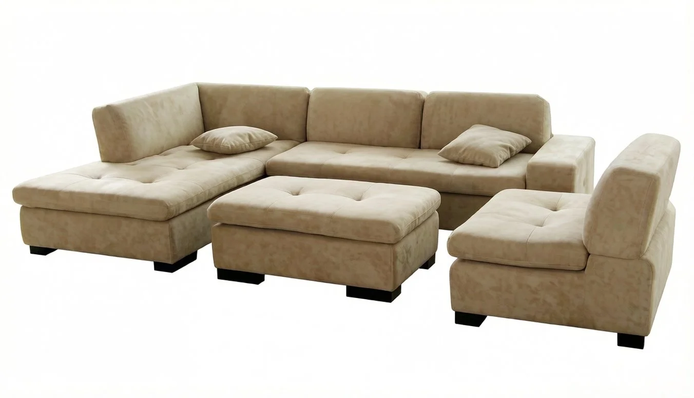 S683M 4PC. Tufted seating cushions Microfiber Fabric Sectional Sofa Set