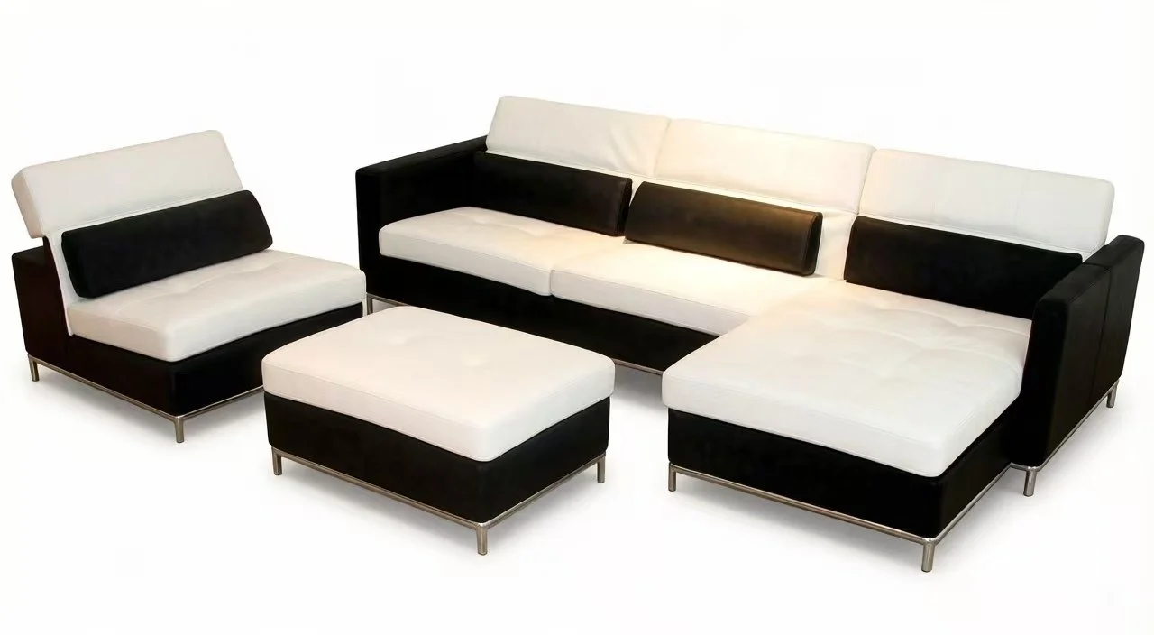 S945 3pc Leather Sectional Sofa Set Adjustable Headrests