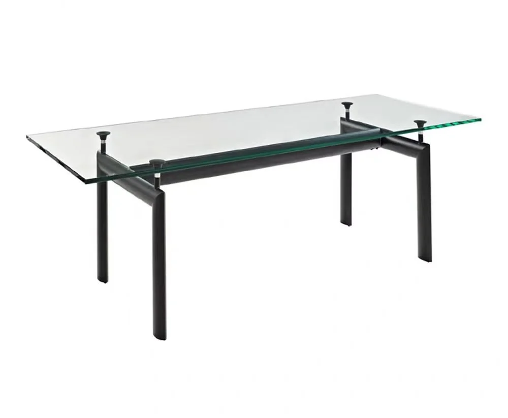 DT-267 MODERN GLASS  TABLE TOP WITH METAL LEGS DINING TABLE