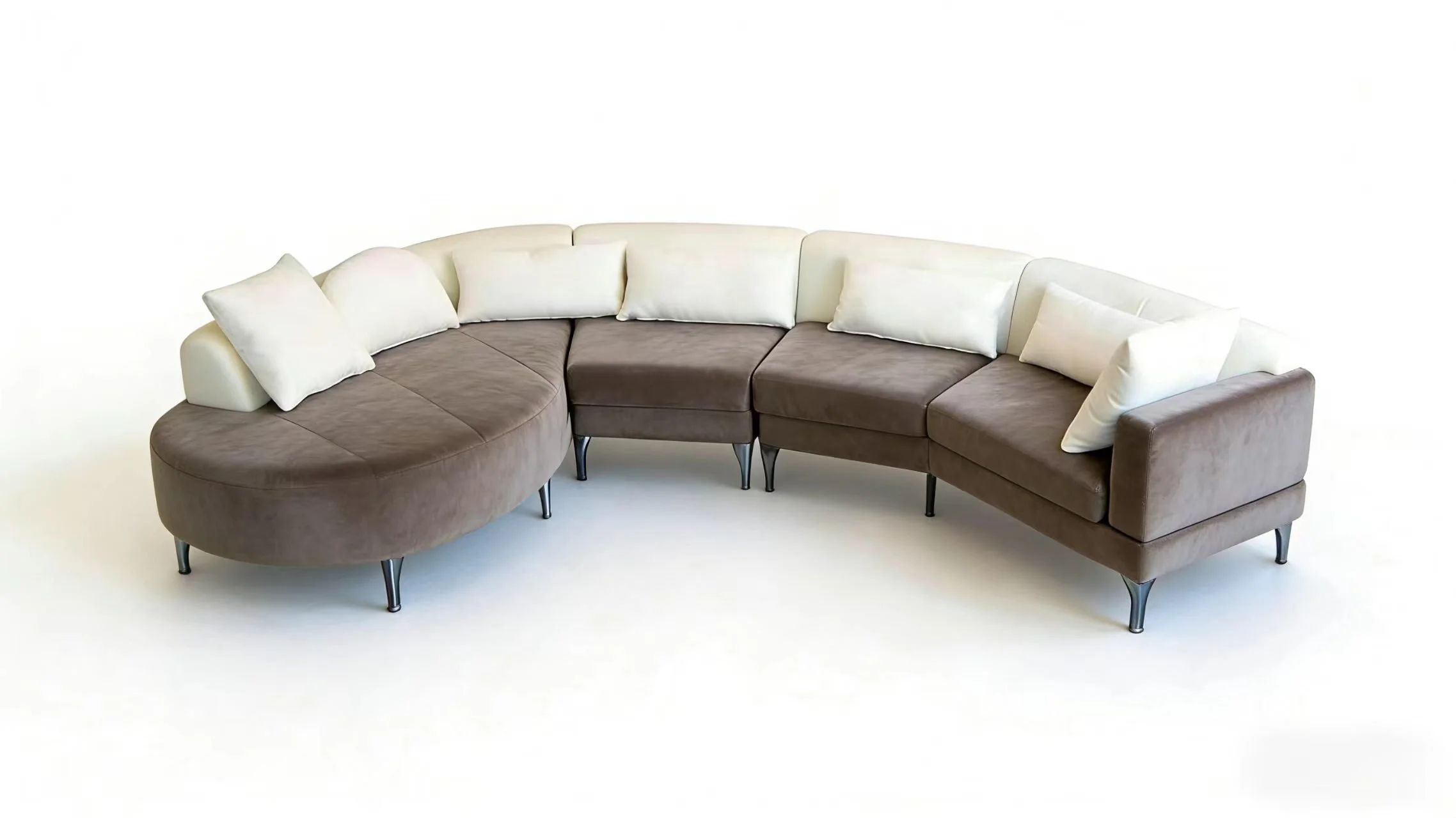 S1785 4PC. MODERN MODULAR CIRCULAR CURVED SECTIONAL FABRIC SOFA SET