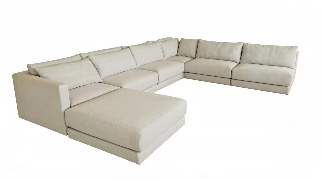 S6585 5pc. Contemporary Grey Microfiber Fabric Sectional Couch Sofa