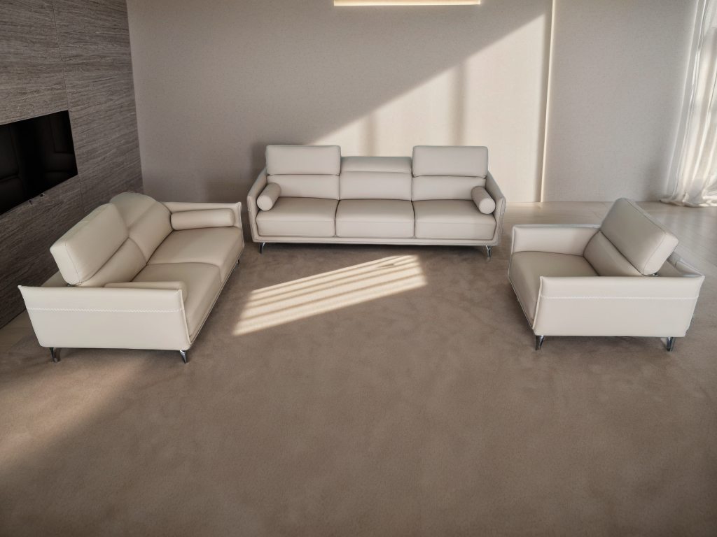 S670 3 Piece Modern Sofa Loveest and Chair Leather Sofa Set