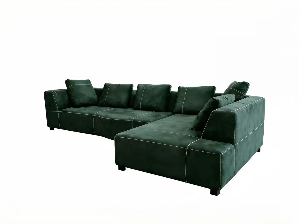 S8803R 2PC. GREEN MICROFIBER MODERN SECTIONAL SOFA