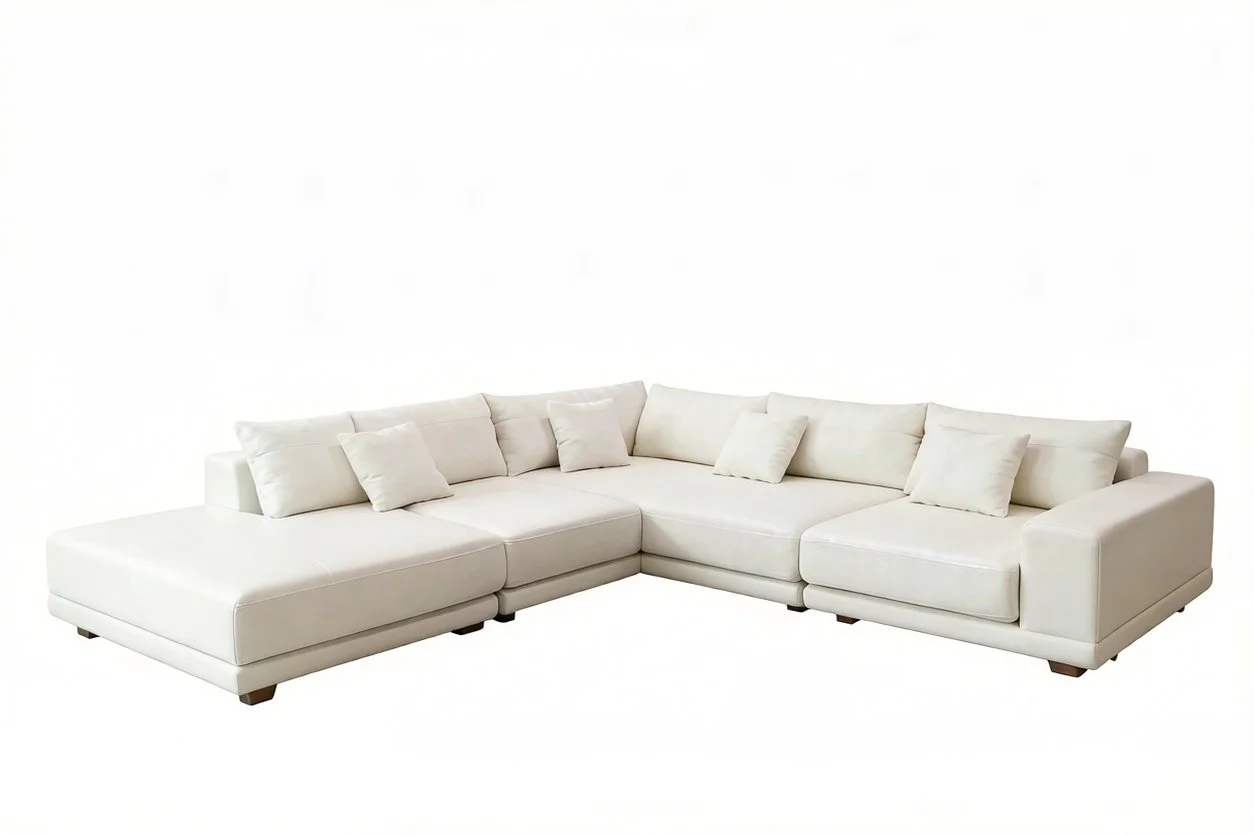 4-Pieces Modern offwhite L-Shaped Sectional Sofa S8806B