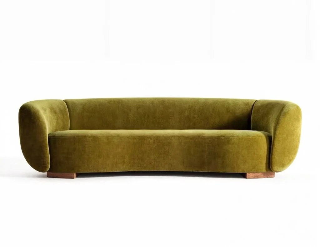 S2702 Modern Franch  Style Mustard Green Velvet Sofa