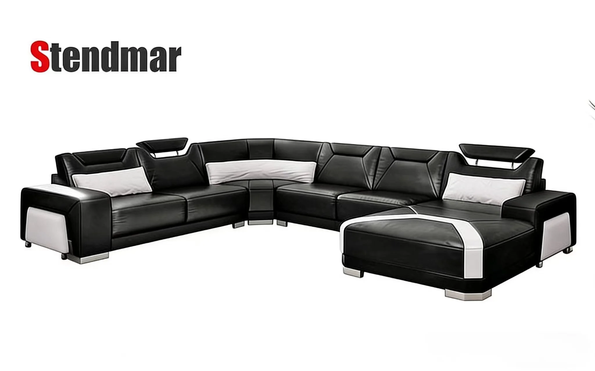 S1022 4pc.  U shape Contemporary Modern Leather Sofa Set with Headrests