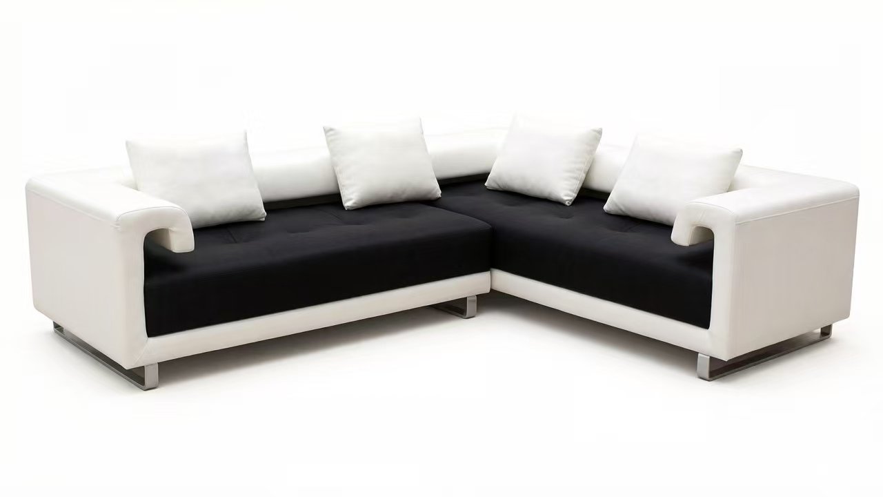 S3041 2PC. Contemporary Leather Sectional sofa set with curved back design