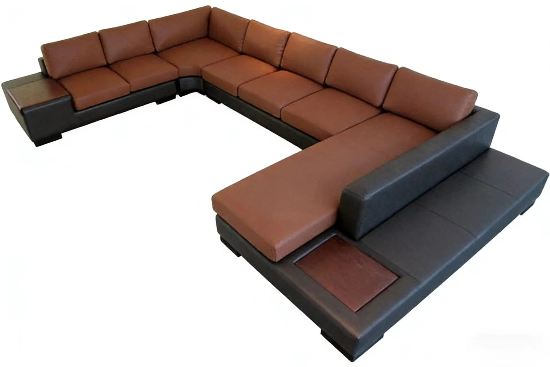S1006 4PC. SECTIONAL LEATHER SOFA SET WITH SIDE TABLE PANEL