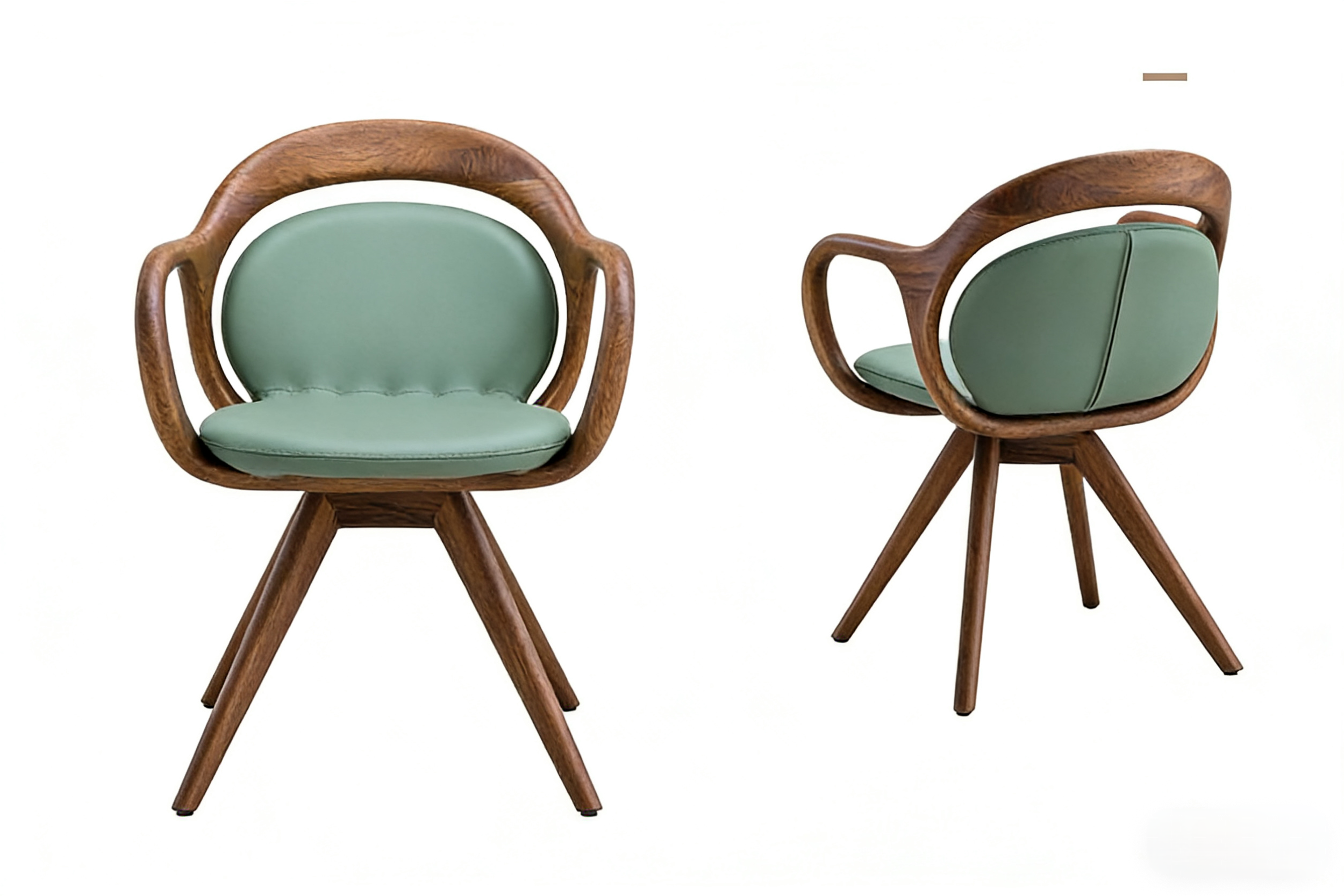 C002 Faux Leather and Wood Leg Dining Chair (Set of 2)