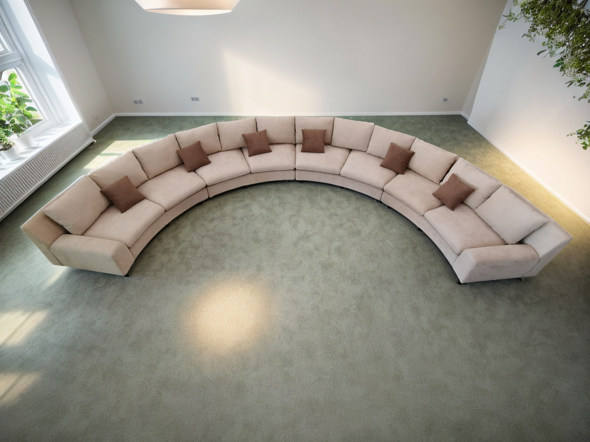 S789 4-Piece Round Fabric Sectional Sofa Set