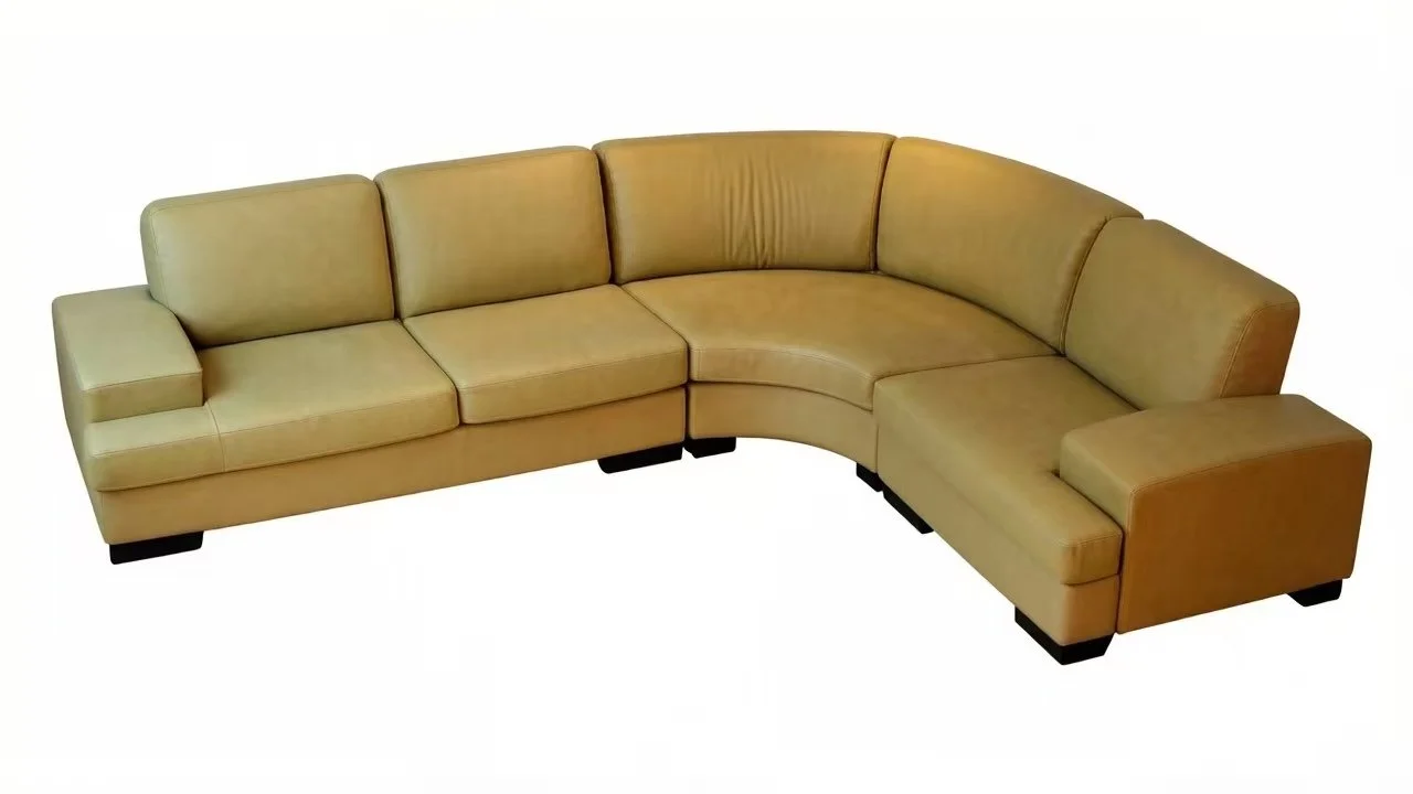 S281 3pc Sectional Leather Sofa Set with curved round corner