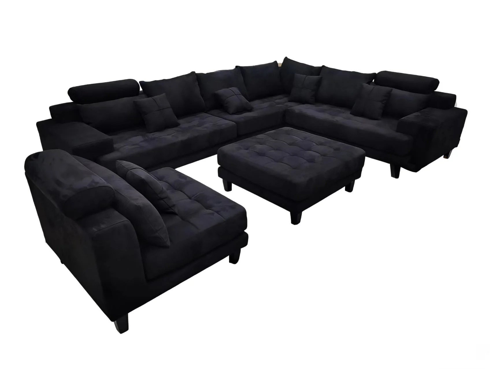 S150DBK 5PC. BLACK MICROFIBER REVERSIBLE SECTIONAL FABRIC SOFA SET