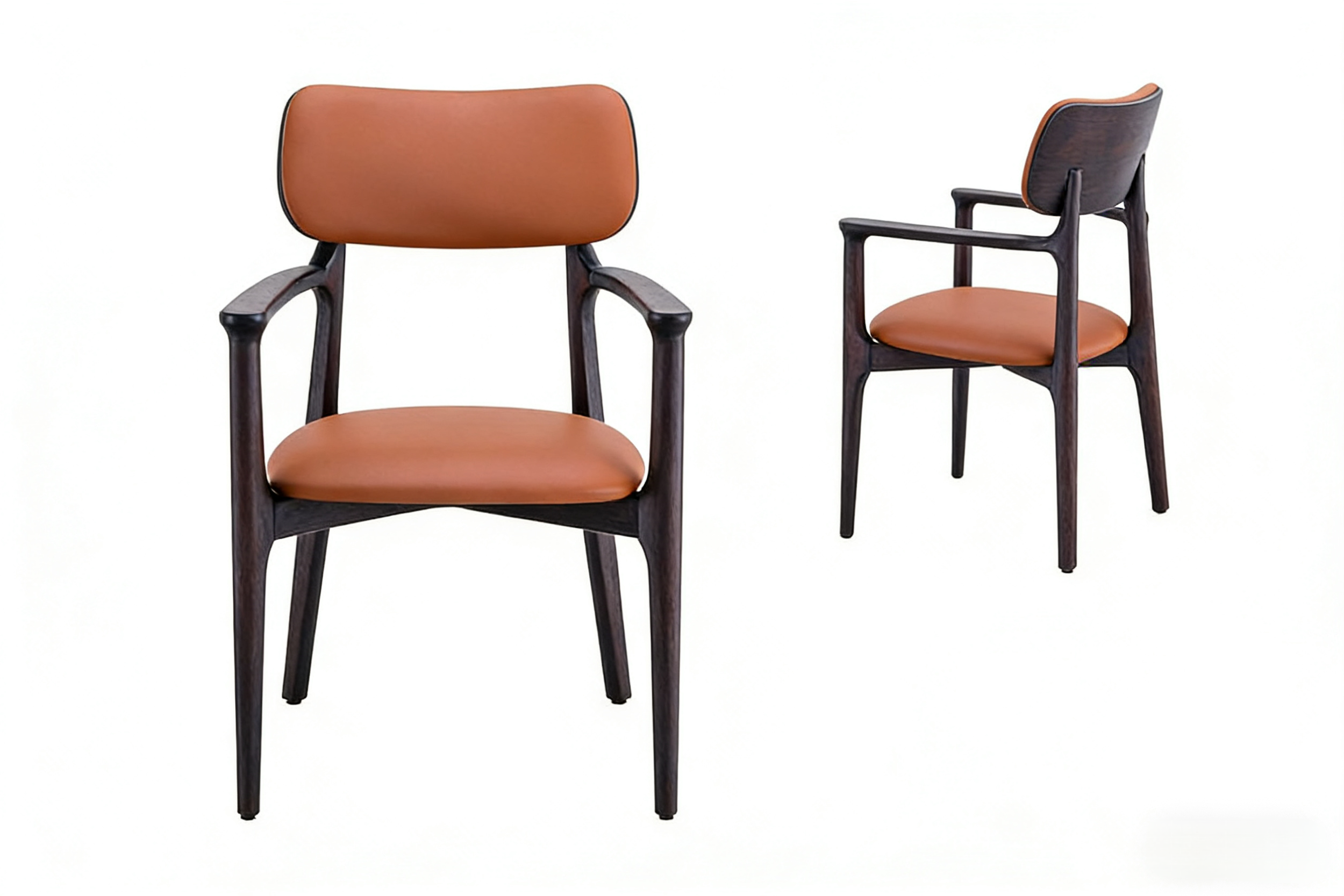 C2356 Faux Leather and  Wood Leg Dining Chairs (Set of 2)